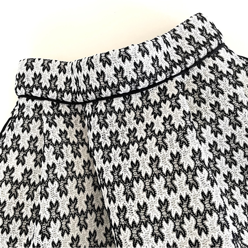 MAJE Josy Pleated Black and White Lace Midi Skirt - Picture 5 of 15
